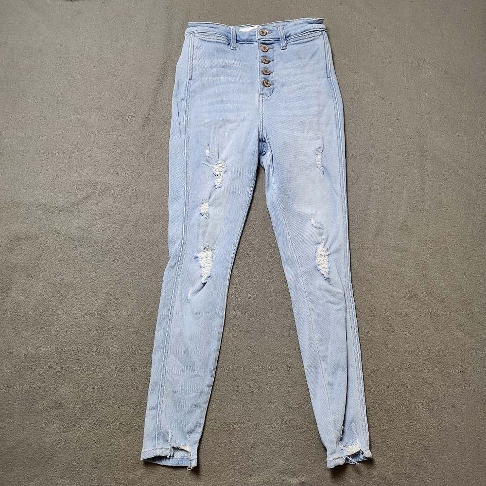 KANCAN HIGH RISE BUTTON FLY SKINNY JEANS CROPPED Sz 5/26